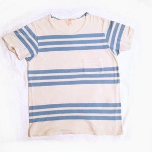 LVC 1960's CASUALS BLUE WHITE COTTON STRIPE TEE S/M surfer t-shirt BAY MEADOWS